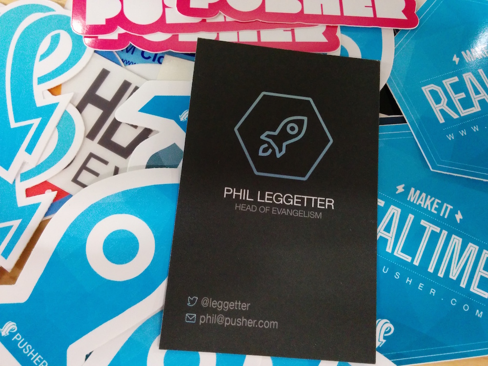 Phil Leggetter - Pusher Business card and stickers