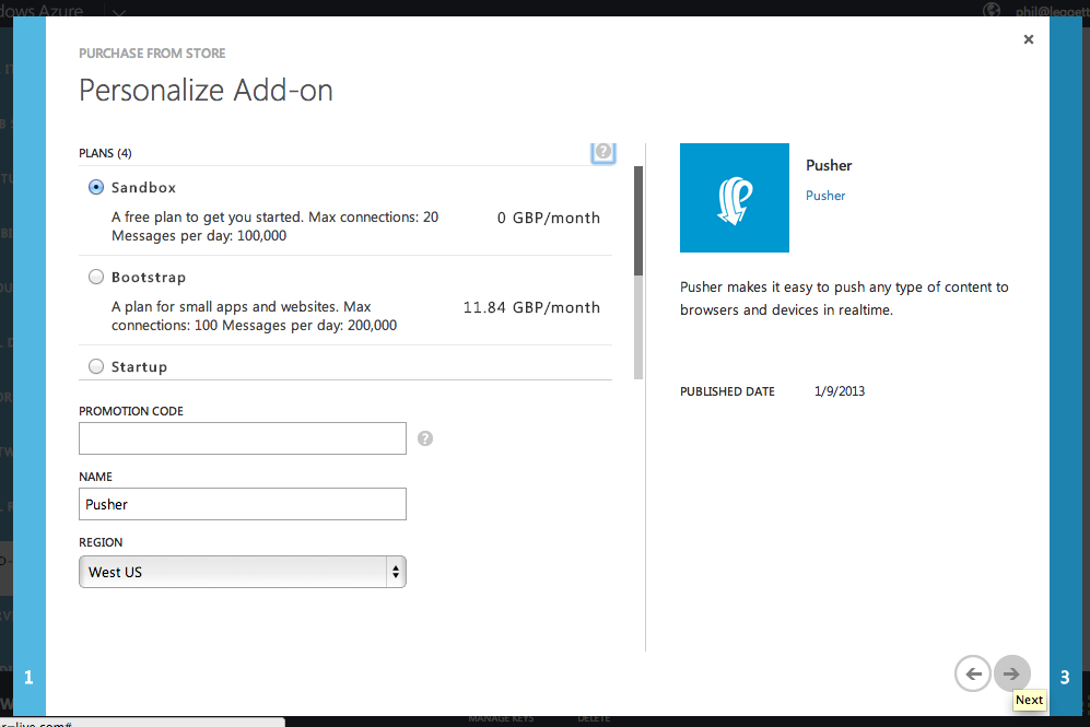 pusher-azure-addon